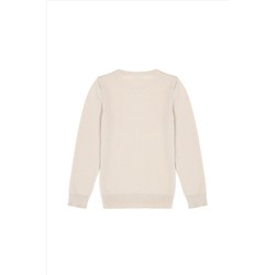 Kız Çocuk Krem Basic Bisiklet Yaka Kazak