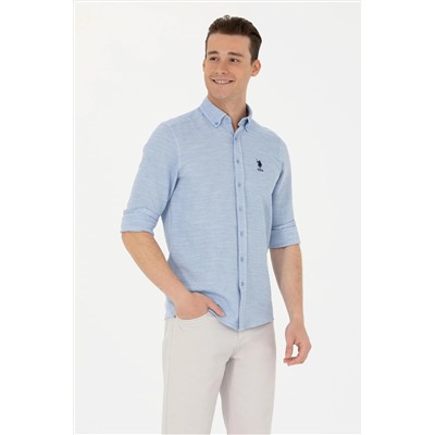 Erkek Mavi Uzun Kollu Gömlek