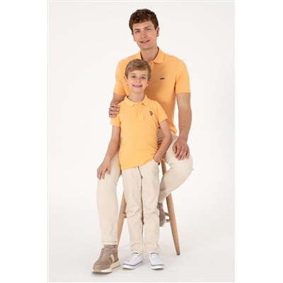 Erkek Regular Fit Polo Yaka Turuncu Basic Tişört