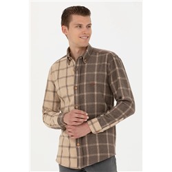 Erkek Açık Haki Uzun Kollu Gömlek