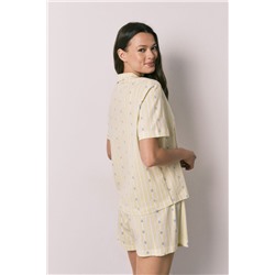 Pijama corto camisero algodón amarillo