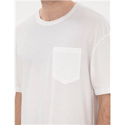 Ekru Comfort Fit Basic Tişört