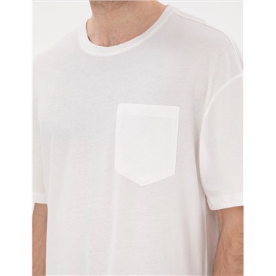 Ekru Comfort Fit Basic Tişört