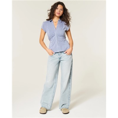 Low-Rise Light Wash Baggy Jeans