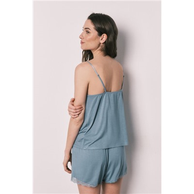 Pijama corto viscosa tacto suave azul