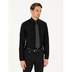 Siyah Regular Fit Uzun Kollu Basic Gömlek
