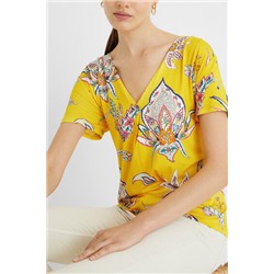 Camiseta paisley cuello pico