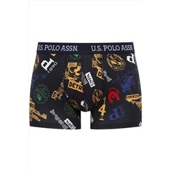 U.S. Polo Assn. Erkek 2'li Boxer Seti - Lacivert ve Renkli Baskılı Pamuklu İç Giyim