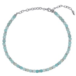 Колье Селена (амазонит 8мм; покрытие родий; 45-50см), Есть комплект