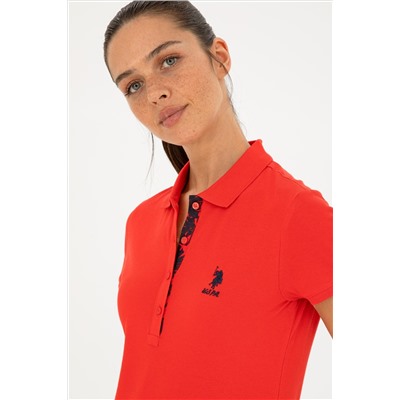 Kadın Kırmızı Basic Polo Yaka Tişört
