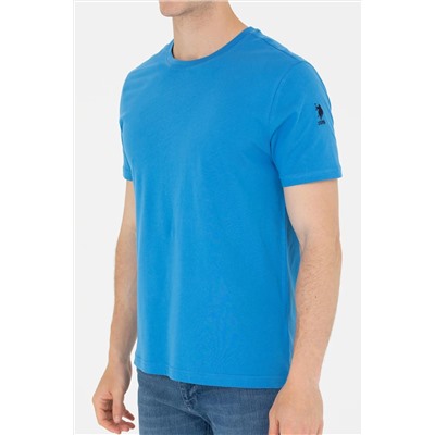 Erkek Saks Basic Bisiklet Yaka Tişört