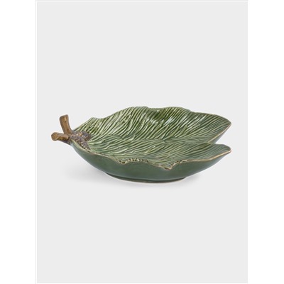 Блюдо, 23х15 см, керамика D, зеленое, Шишки на еловой ветке, Fir branch