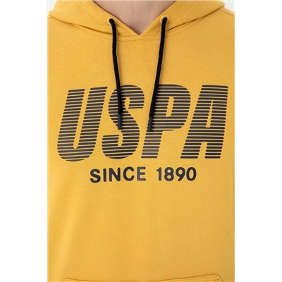 Erkek Hardal Kapüşonlu Sweatshirt