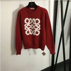 пуловер с длинными рукавами и вышитым логотипом Loew, белый, красный, черный, серый, [один размер подходит всем; ширина плеч 51, обхват груди 102, длина рукава 55,