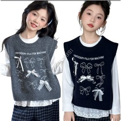 Комплект рубашка и жилет для девочек