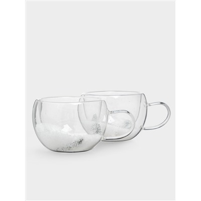 Кружка, 270 мл, 2 шт, стекло Б, с ягодами и еловыми ветками внутри, Wind-mystery