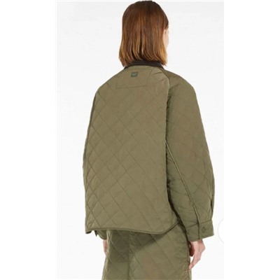 Женская  стеганая вельветовая куртка с контрастными цветными лацканами из тонкого хлопка