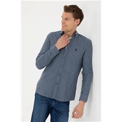 Erkek İndigo Uzun Kollu Basic Gömlek
