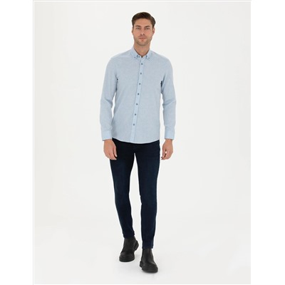 Açık Mavi Slim Fit Uzun Kollu Gömlek