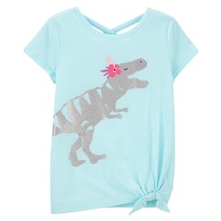 Carter's | Kid Glitter Dinosaur Tie-Front Jersey Tee