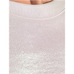 Топ с закрытым декольте из хлопка с эластаном в рубчик с матовым покрытием металлик