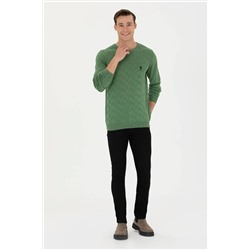 Erkek Yeşil Basic Kazak