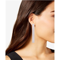 GUESS Silver-Tone Crystal Linear Earrings