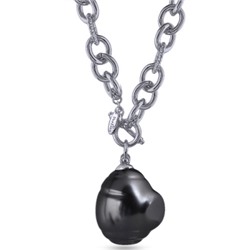 Кулон Якорь Майорка 18мм темно-серая; покрытие родий) 80см, Есть комплект