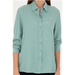 Kadın Mint Uzun Kollu Gömlek