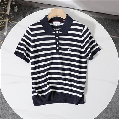 Лёгкий женский пуловер с короткими рукавами из смесового тенселя и шёлка ТОММИ ХИЛФИГЕ*Р