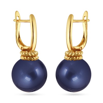 Серьги (Майорка 16мм черничная; покрытие золото), Есть комплект