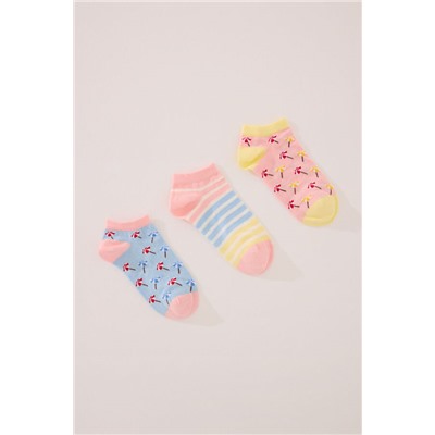 Pack 3 calcetines cortos print playa