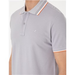 Açık Gri Slim Fit Polo Yaka Tişört