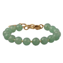 Браслет Селена (авантюрин 8мм зеленый; покрытие золото) 17-21см, Есть комплект