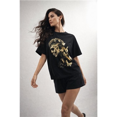 Женский трикотажный костюм с шортами и футболкой 366