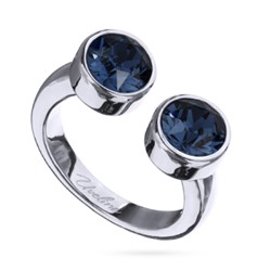 Кольцо Теннис (кристаллы SW темно-синие 6мм; покрытие родий), Есть комплект