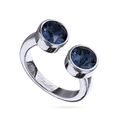 Кольцо Теннис (кристаллы SW темно-синие 6мм; покрытие родий), Есть комплект