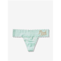 PINK LACE TRIM THONG