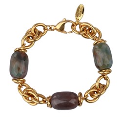 Браслет Терра (яшма 13х18мм; покрытие золото) 17-19см, Есть комплект