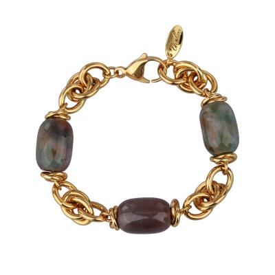 Браслет Терра (яшма 13х18мм; покрытие золото) 17-19см, Есть комплект