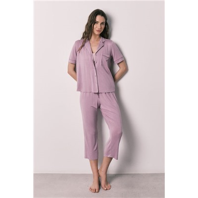 Pijama camisero Capri tacto suave rosa