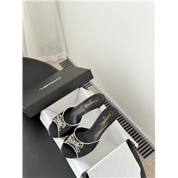 Женские шлепки / мюли на элегантном каблучке 7 цветов ШАНЕЛ*Ь