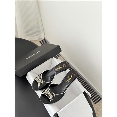 Женские шлепки / мюли на элегантном каблучке 7 цветов ШАНЕЛ*Ь