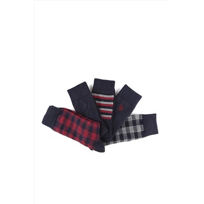 U.S. Polo Assn. Erkek Dokuma Ekose Renki 5 Li Çorap DORKA