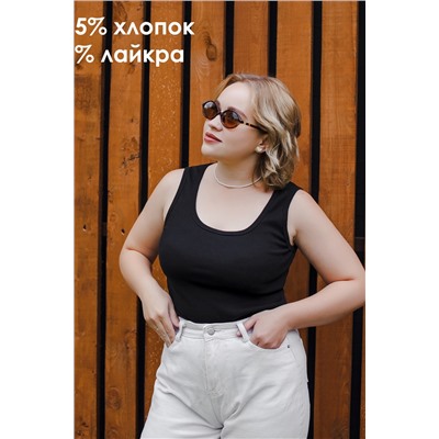 Майка базовая в рубчик черная