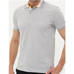 Açık Gri Melanj Slim Fit Dokulu Polo Yaka Tişört