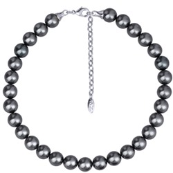 Бусы (Майорка 12мм темно-серая; покрытие родий) 38-45см, Есть комплект