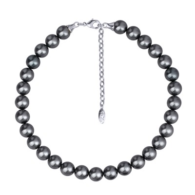 Бусы (Майорка 12мм темно-серая; покрытие родий) 38-45см, Есть комплект