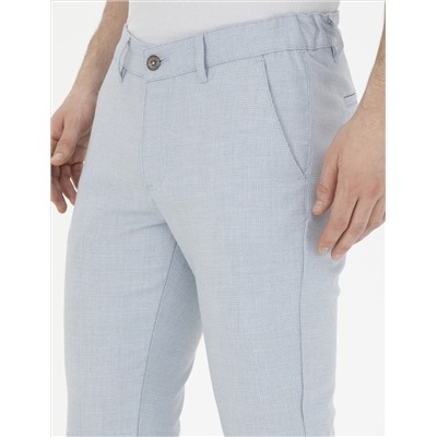 Açık Mavi Slim Fit Beli Lastikli Kanvas Pantolon
