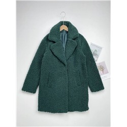 Женская шуба темно-зеленого из искусственного меха свободного кроя  Ank*o